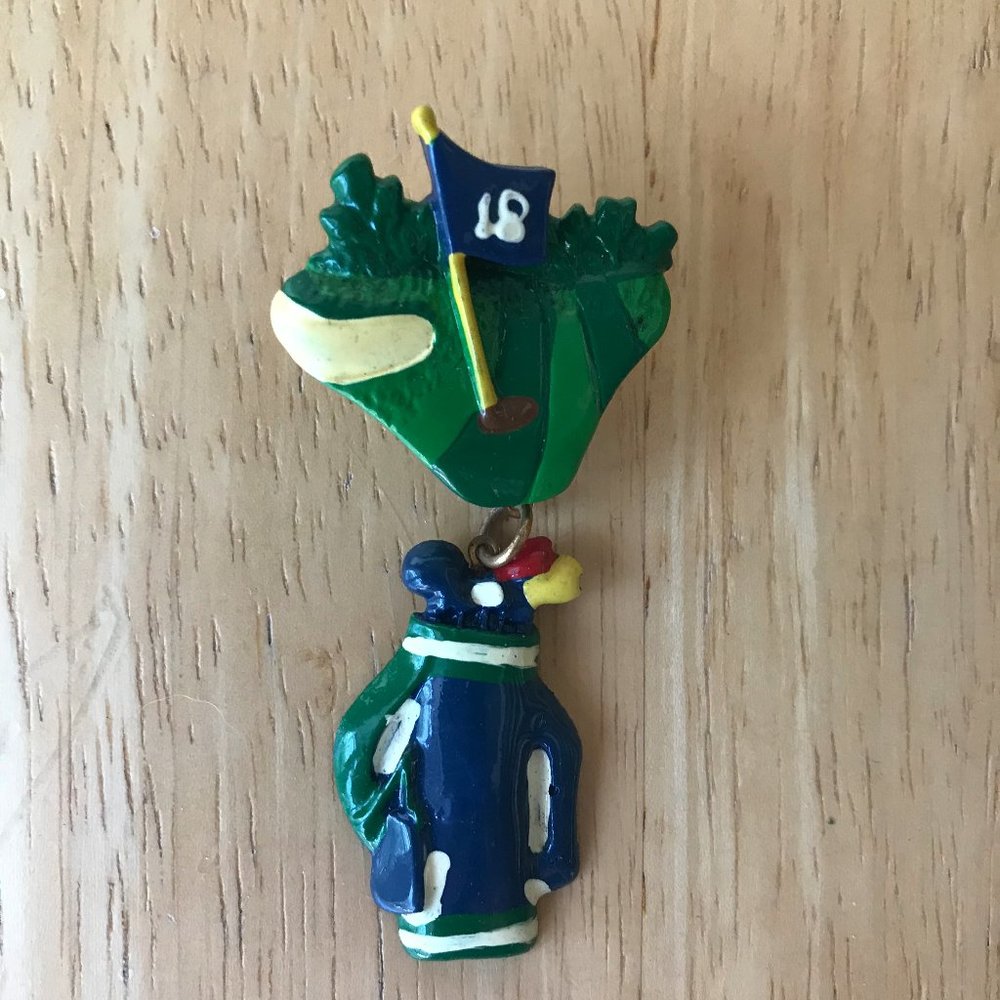 Golf Bag Golf Ball Pin Brooch Handmade Vintage New